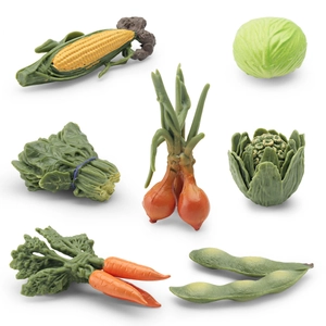 7-piece realistic artificial vegetable set featuring corn carrot and broccoli models