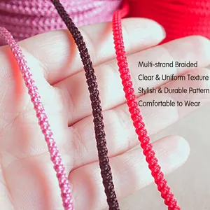 2mm pineapple braid rope for DIY jewelry pendants in pink, brown, and red colors