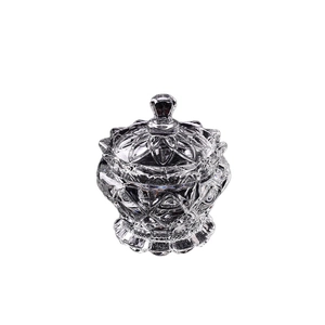 Modern minimalist clear faceted glass candy jar with lid for home and wedding decor