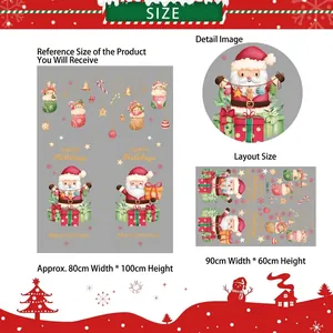 Guide des tailles détaillé pour stickers de Noël en PVC avec motifs du Père Noël
