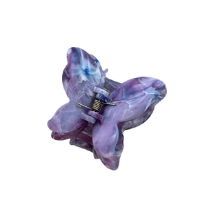 Elegant butterfly hair claw clip with purple oil painting marble texture for women