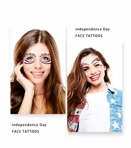 Detail of waterproof USA flag facial tattoos for the 250th Independence Day celebration