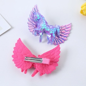 Kids unicorn wing hair clip sparkle sequin side hair barrette for girls toddler headwear