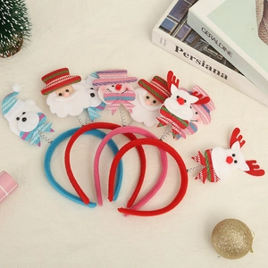 Christmas Headband Cartoon Santa Claus Reindeer Snowman Bopper Headwear For Holiday Party Favors Kids Gift Fabric