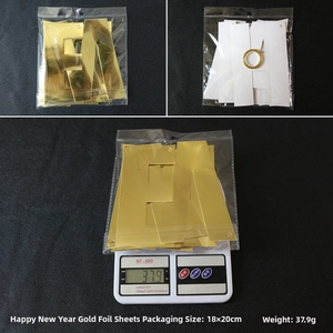 Golden Happy New Year letter banner set with ribbon for holiday party decoration