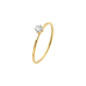 Minimalist 18k gold plated stainless steel ring with a sparkling round diamond solitaire