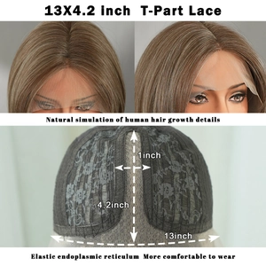 Detail of 13x4.2 inch T-part lace front wig showing breathable elastic mesh structure