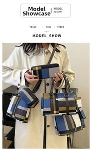 Ensemble de sacs à main à motif écossais classique avec sac bandoulière et long portefeuille