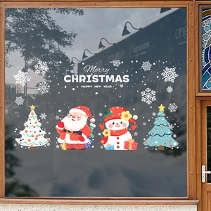 Stickers de Noël pour fenêtre avec Père Noël et bonhomme de neige pour décor festive