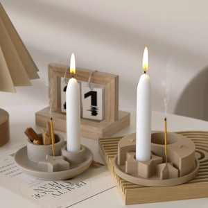 Celestial resin mold set featuring moon and star base for DIY candle and incense holder
