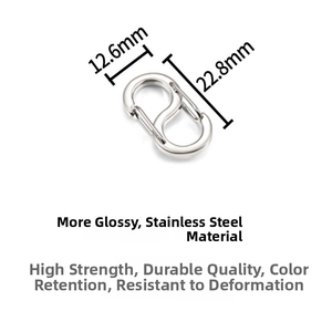 Detail view of a 22.8mm stainless steel S-shaped connector hook for DIY jewelry making