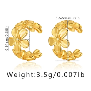 Detailed size specifications for the 18K gold plated brass butterfly ear cuff jewelry