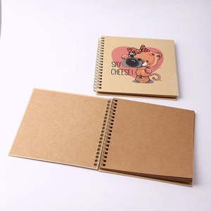 6-inch spiral kraft paper scrapbook with cute cartoon cat and blank DIY inner pages