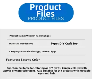 Fiche technique détaillée pour le kit de peinture d'œufs de Pâques en bois DIY