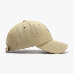 Khaki twill baseball cap with soft top and curved brim shown from a professional side view