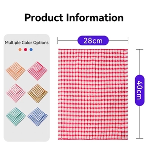 Thick cotton plaid kitchen towels in six colors, soft and absorbent, size 28x40cm