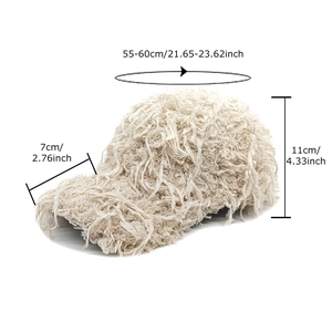 Cappellino da baseball in peluche bianco sporco per uomo e donna con consistenza soffice
