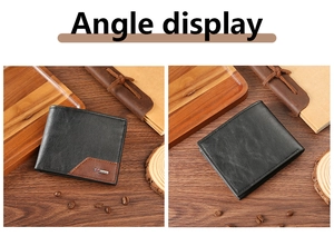 Vues avant et arrière d'un portefeuille bifold pour homme avec coutures et logo en métal