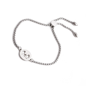 Verstellbares silbernes Edelstahl-Familienarmband mit hohl geschnittenem Anhänger