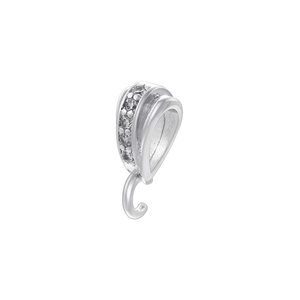 Macro shot of silver plated pendant clasp with sparkling zircon stones for DIY jewelry