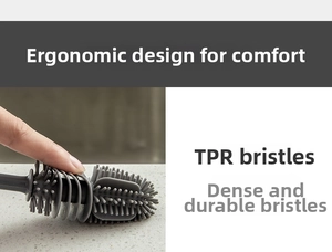 Close-up of flexible TPR bristles on long handle glass cleaner brush showing durability