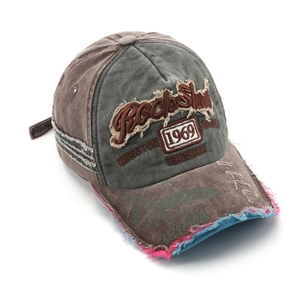 Vintage Distressed Washed Cotton Baseball Cap Frayed Edges Embroidery 1969 Retro Streetwear Adjustable Sun Hat