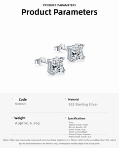 Detail specifications of 925 sterling silver square 7mm 5A zircon stud earrings