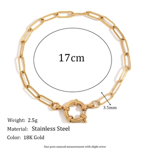 Dettaglio del bracciale a catena a graffetta in acciaio inox placcato oro 18K