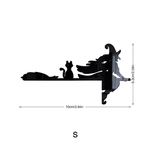 Mirror acrylic flying witch and cat silhouette wall sticker with dimensions 10x5.3cm
