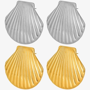 Shell Stud Earrings 304 Stainless Steel 18K Gold Plated Vacuum Plating Minimalist Fashion Beach Jewelry For Women
