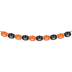 Happy Halloween orange and black pumpkin paper banner for party decoration set