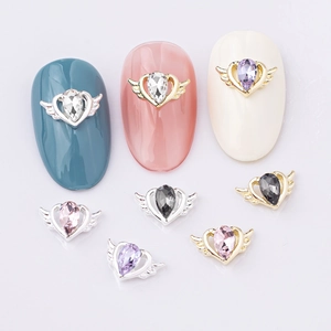Angel Wing Heart Nail Art Charms Alloy Teardrop Crystal Rhinestones Shiny DIY Manicure Jewelry Accessories Sweet Style