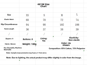 Detailed size chart for embroidered poplin top and shorts set with measurement data