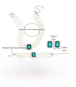 Spécifications de taille pour l'ensemble collier de perles bracelet et boucles d'oreilles