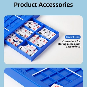 Detail view of the drawer-style storage design for Sudoku board game chess pieces