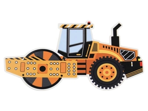 Detailed flat cartoon illustration of a colorful construction roller box with cutting lines