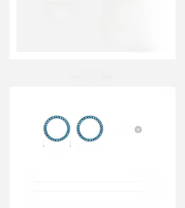 Detail of S925 sterling silver hoop earrings featuring turquoise stones and 10.3mm dimensions