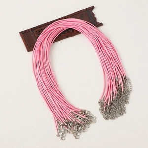 Pink necklace cords with lobster clasps and extension chains for jewelry DIY