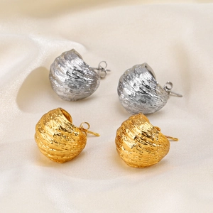 Boucles d'oreilles créoles géométriques en forme de C en acier inoxydable doré 18K et argenté