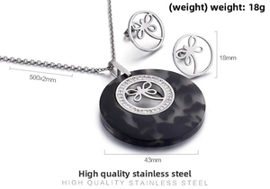 Detailed view of dragonfly jewelry set specs including weight and size dimensions