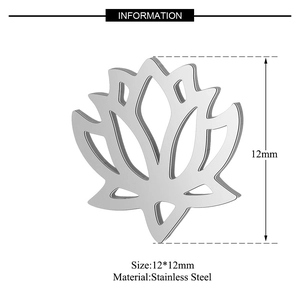 Stainless steel lotus pendant charm for DIY jewelry making with 12x12mm size details