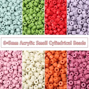 Acrylic Cylindrical Beads Macaron Colors DIY Jewelry Accessories Smooth Loose Beads For Bracelets Necklaces
