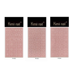 Pochoirs à ongles évidés avec motifs floraux et étoilés modèles P-012 P-013 P-014