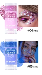 Glitter stick detail showing pink and blue sparkles on skin for face hair and body