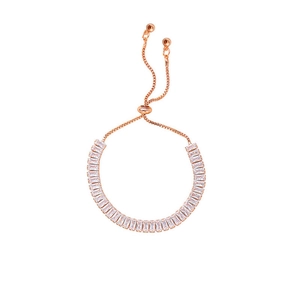 Luxurious rose gold adjustable bracelet with sparkling rectangular zircon stones