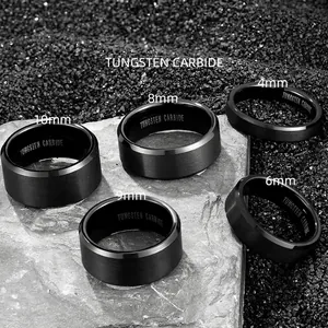 Black Tungsten Carbide Ring Brushed Matte Finish Comfort Fit Polished Inner Band Modern Minimalist Jewelry Men Women