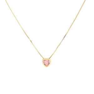Elegante Goldkette mit einem romantischen herzförmigen Kristallanhänger in Rosa