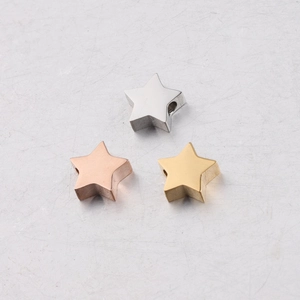 Polished star-shaped stainless steel beads in silver, gold and rose gold for DIY jewelry
