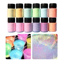 Detailed view of 12 colors of glitter powder for DIY arch ornament resin molds