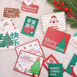 Christmas Flower Decoration Cards Snowman Deer Tree Gift Postcards Creative Holiday Greeting Tags Flower Shop Decor